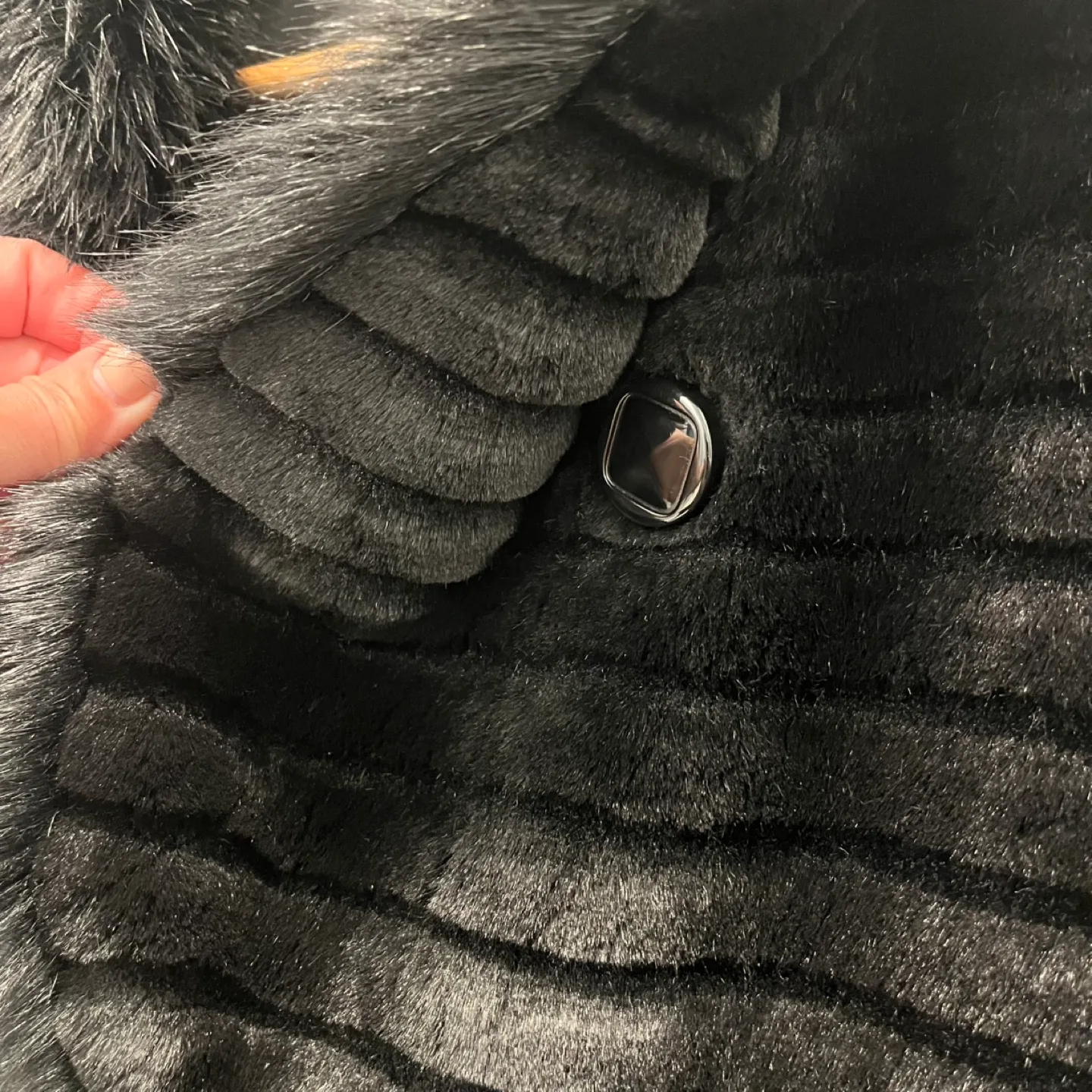 Black Faux Fur Jacket with Collar and Cuffs image indicator(4)