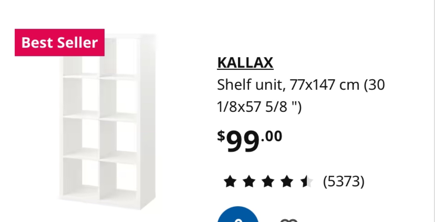 IKEA Kallax 8 Cube Shelving Unit - White - photo 5