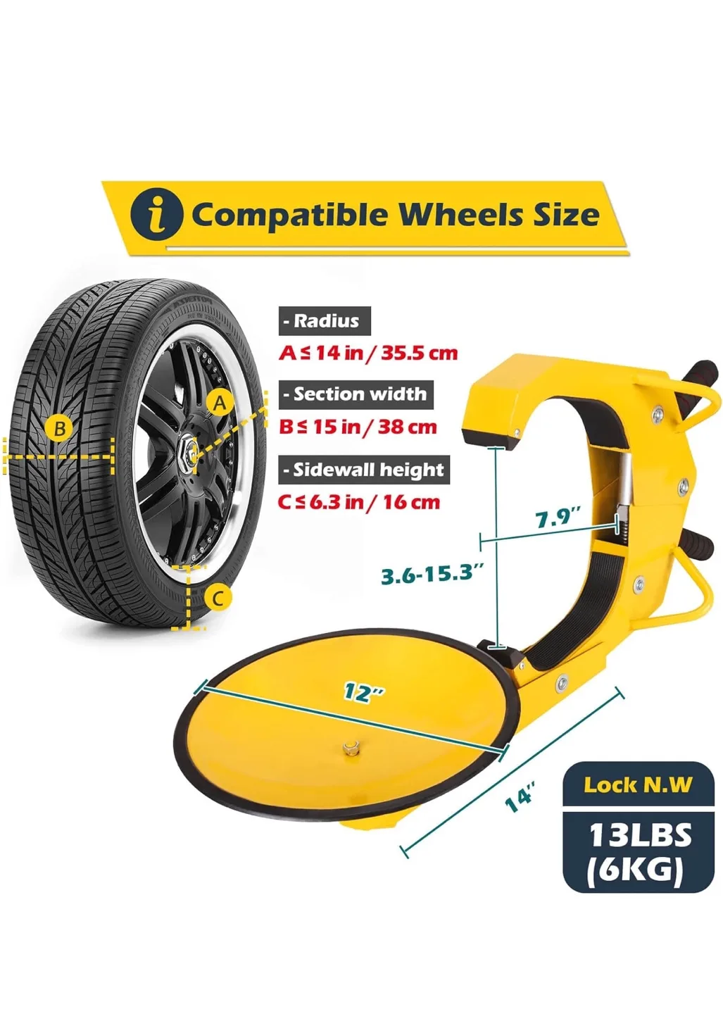 Wheel Clamp Lock - Heavy Duty Anti-theft Device image indicator(5)