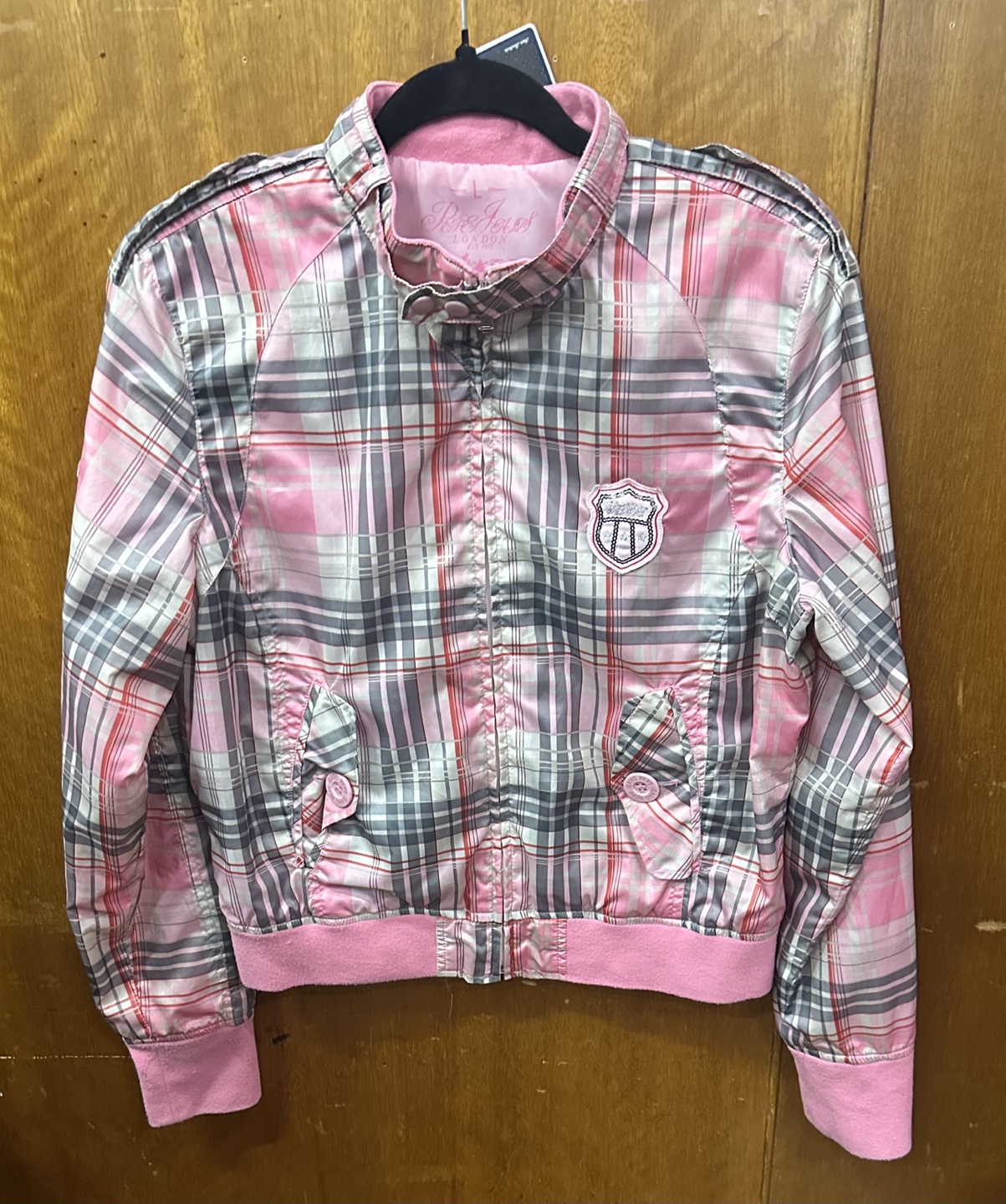 Pepe Jeans London Pink Plaid Jacket Size L