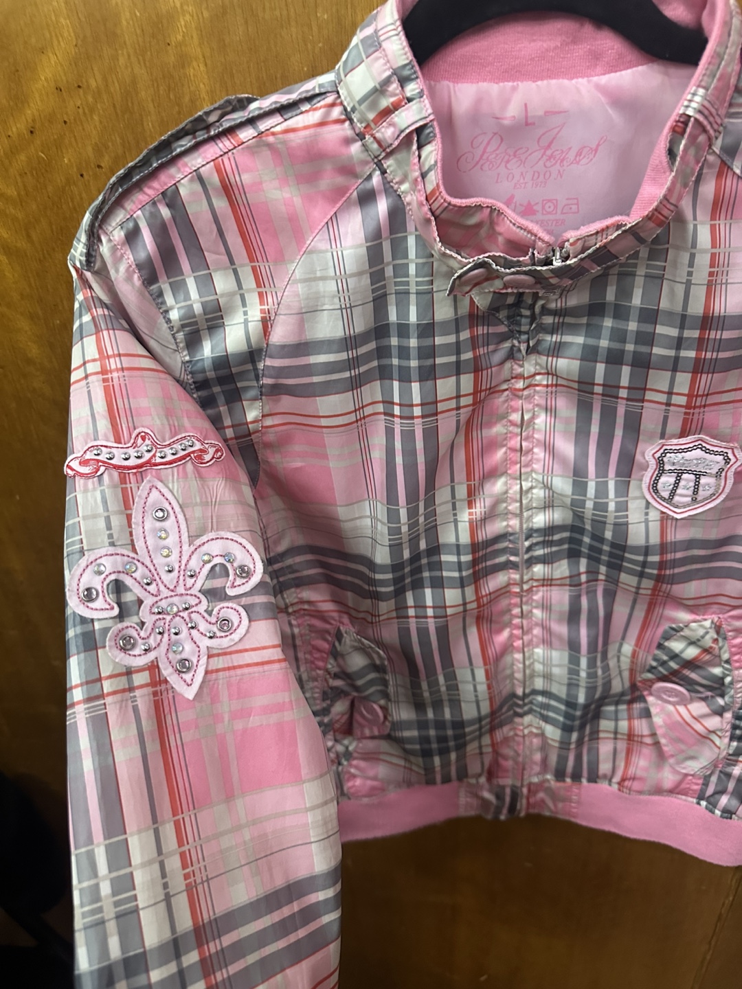Pepe Jeans London Pink Plaid Jacket Size L - photo 3