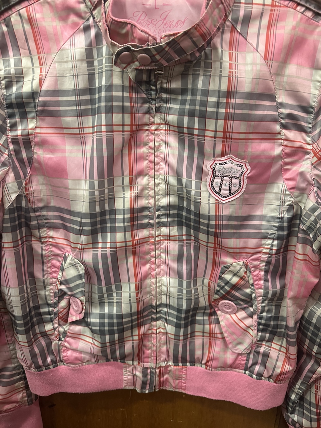 Pepe Jeans London Pink Plaid Jacket Size L - photo 2