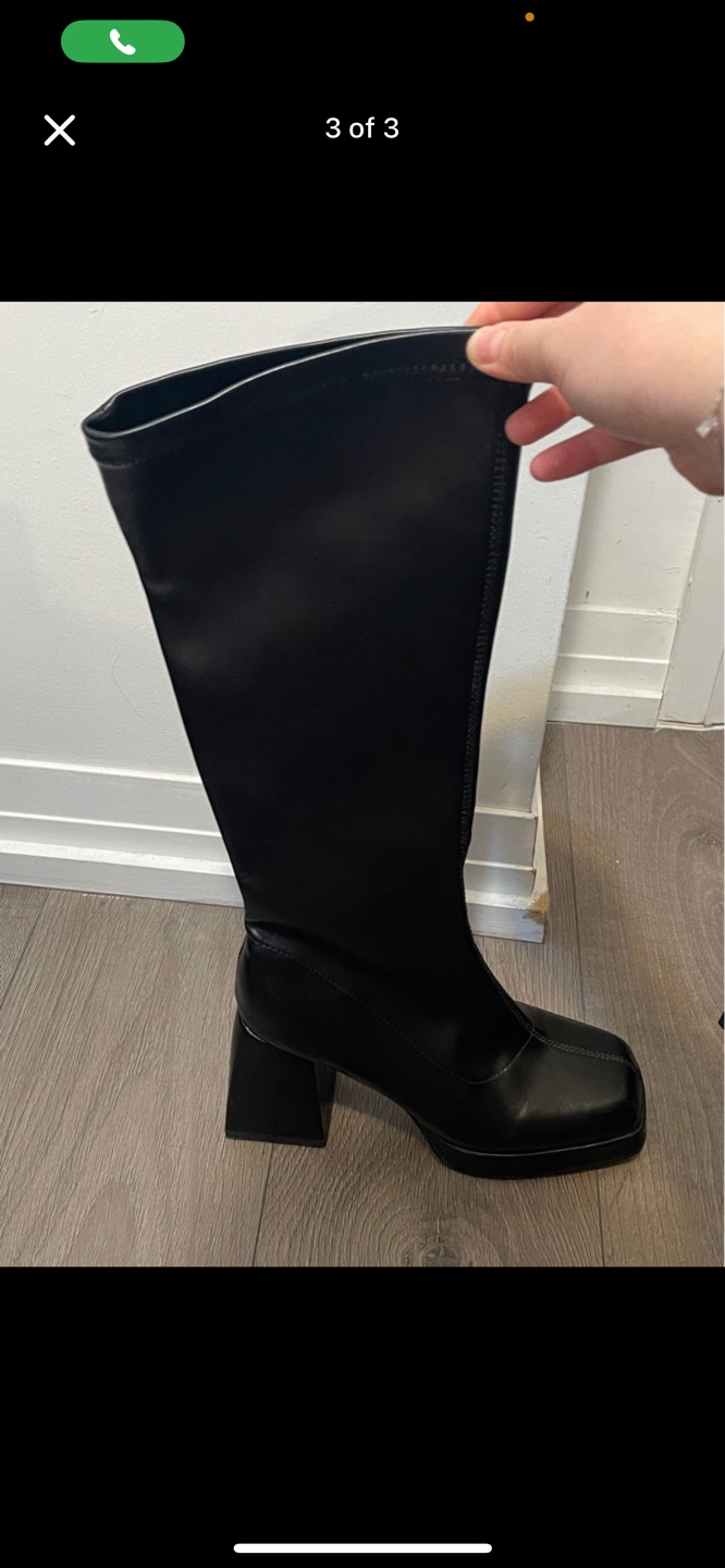 Black Knee-High Boots with Block Heel - photo 2