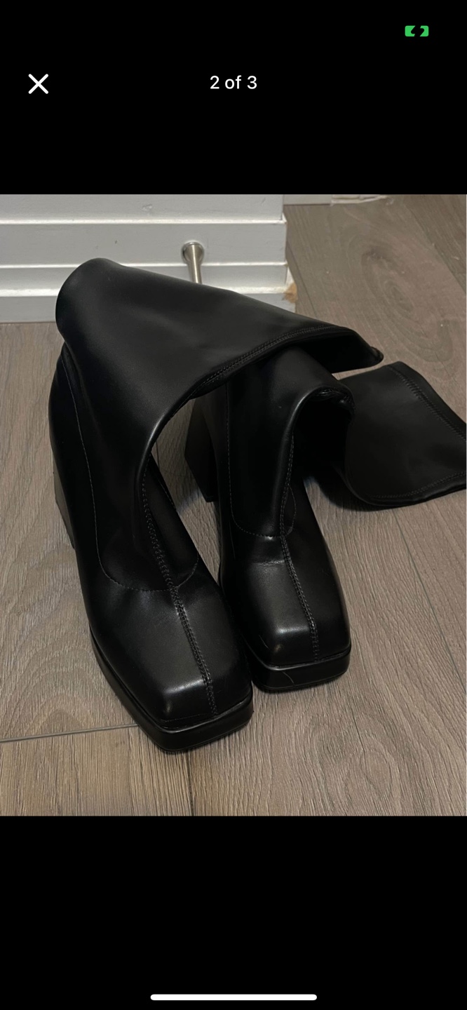 Black Knee-High Boots with Block Heel