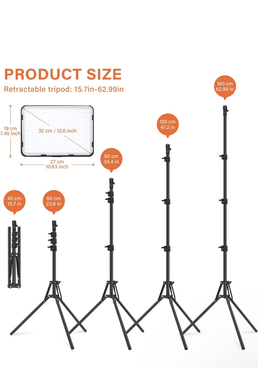 2-Pack LED Video Light Kit with Adjustable Tripods - photo 2