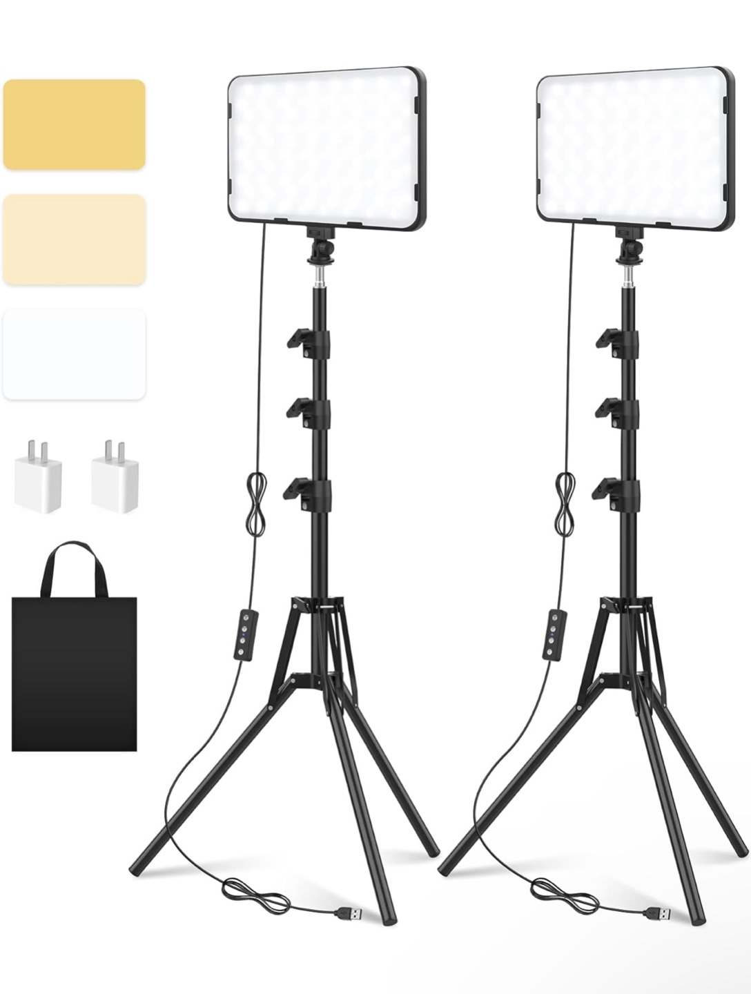 2-Pack LED Video Light Kit with Adjustable Tripods