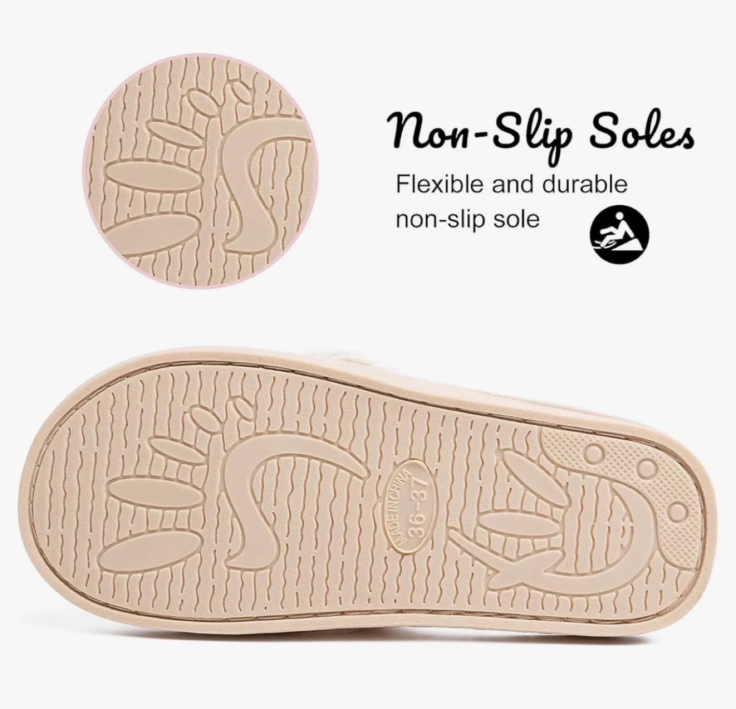 Fluffy Faux Fur Flip Flop Slippers, size 6, new image indicator(6)