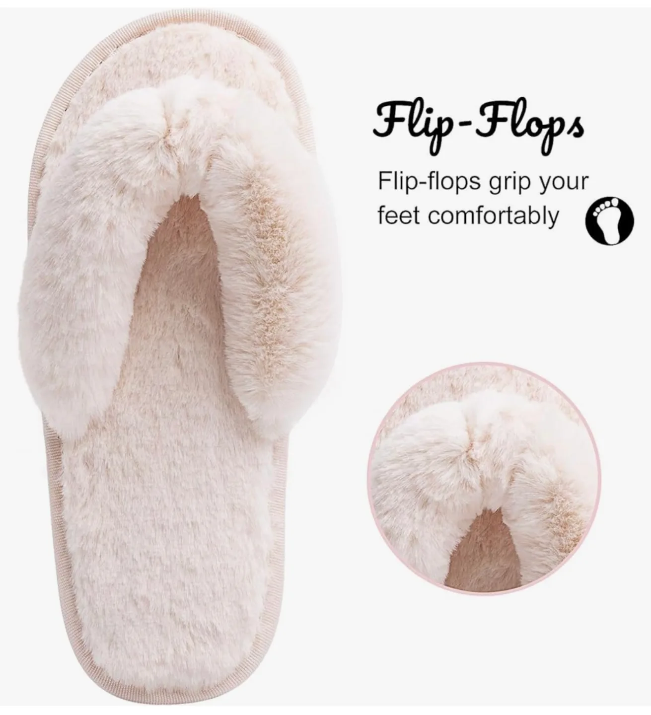 Fluffy Faux Fur Flip Flop Slippers, size 6, new image indicator(5)