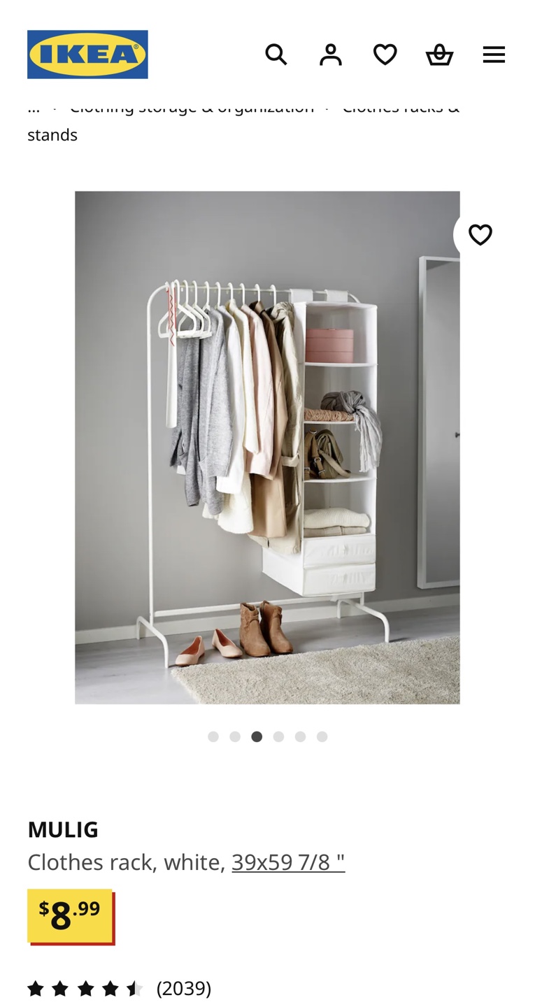 IKEA MULIG Clothes Rack, White - photo 2