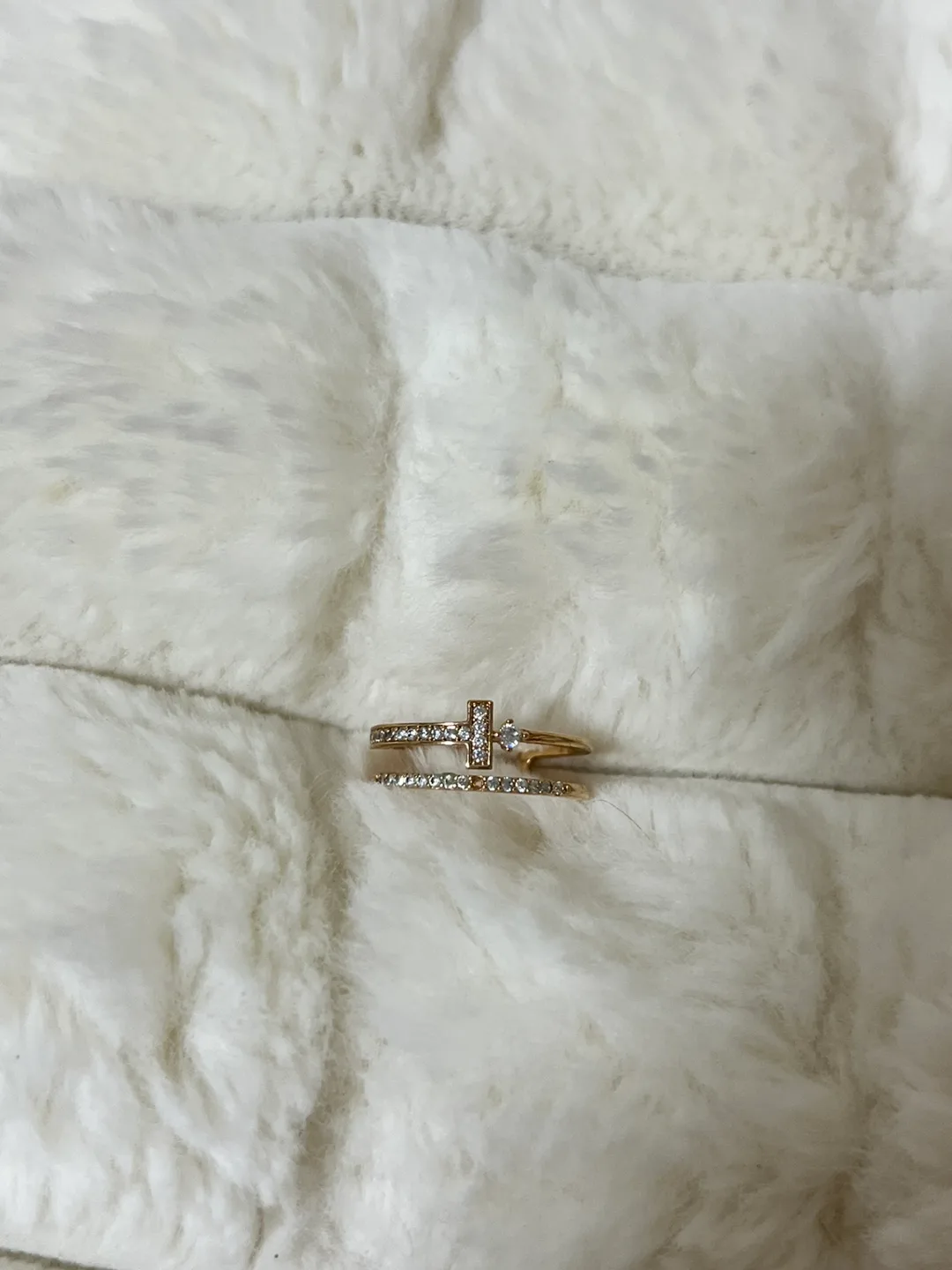 **FREE** Rose Gold-tone Double Ring with Cubic Zirconia thumbnail