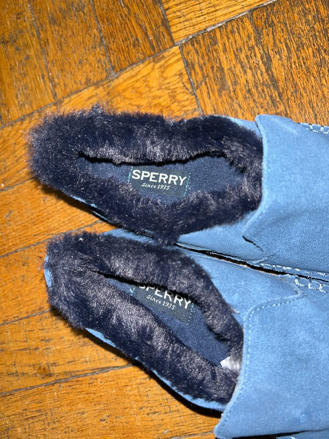 Sperry Men's Navy Suede Faux Fur-Lined Loafers SZ 7 image indicator(6)