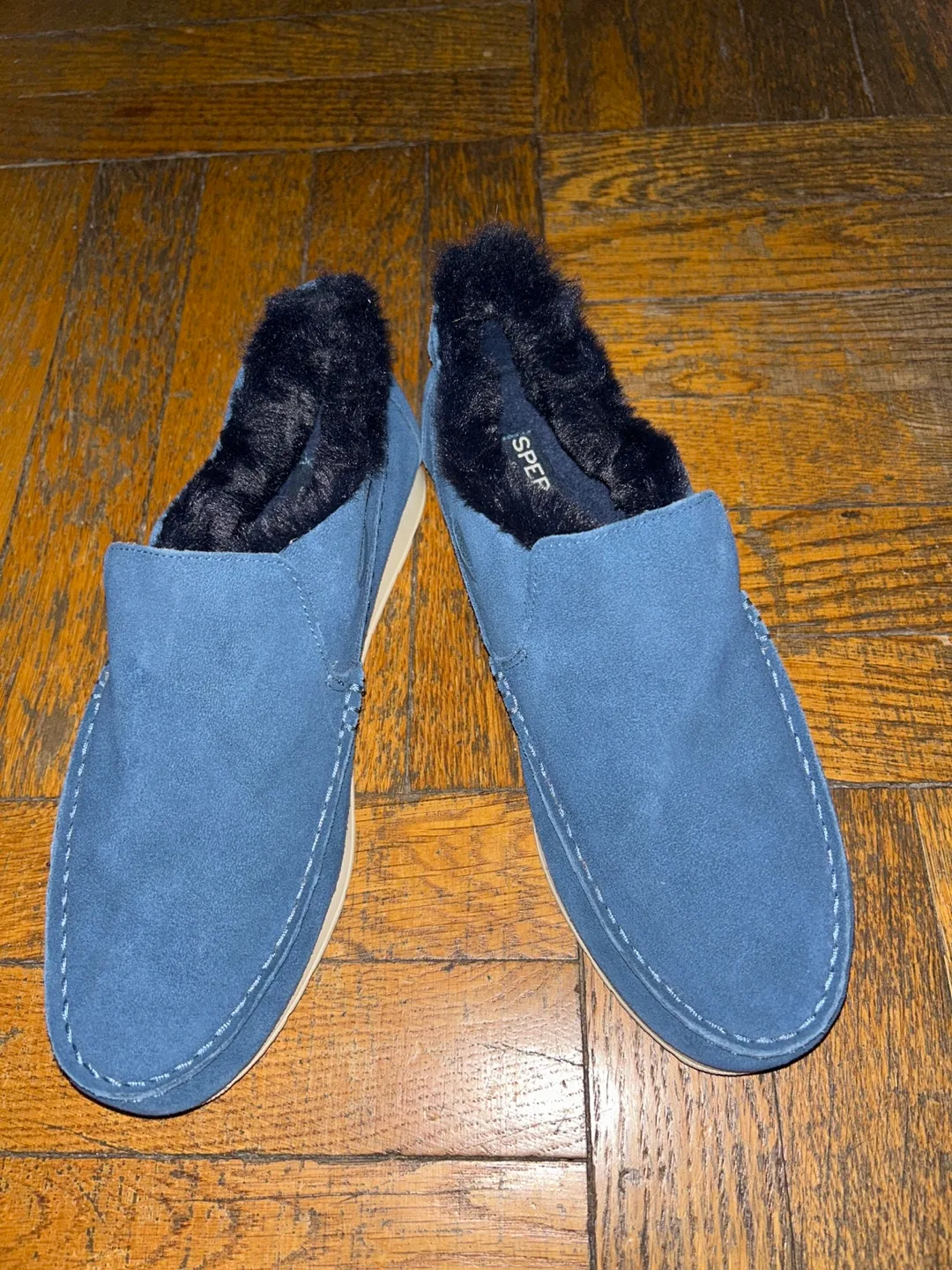 Sperry Men's Navy Suede Faux Fur-Lined Loafers SZ 7 image indicator(3)