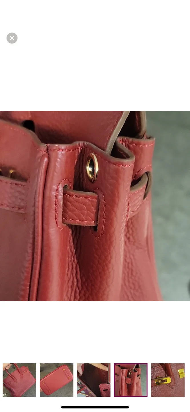 Red Leather Birkin-Style Handbag image indicator(5)