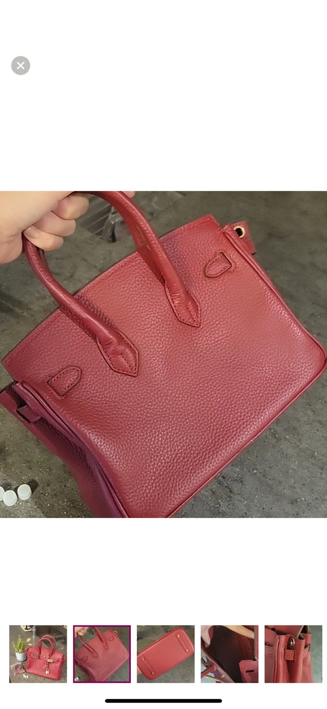 Red Leather Birkin-Style Handbag image indicator(2)