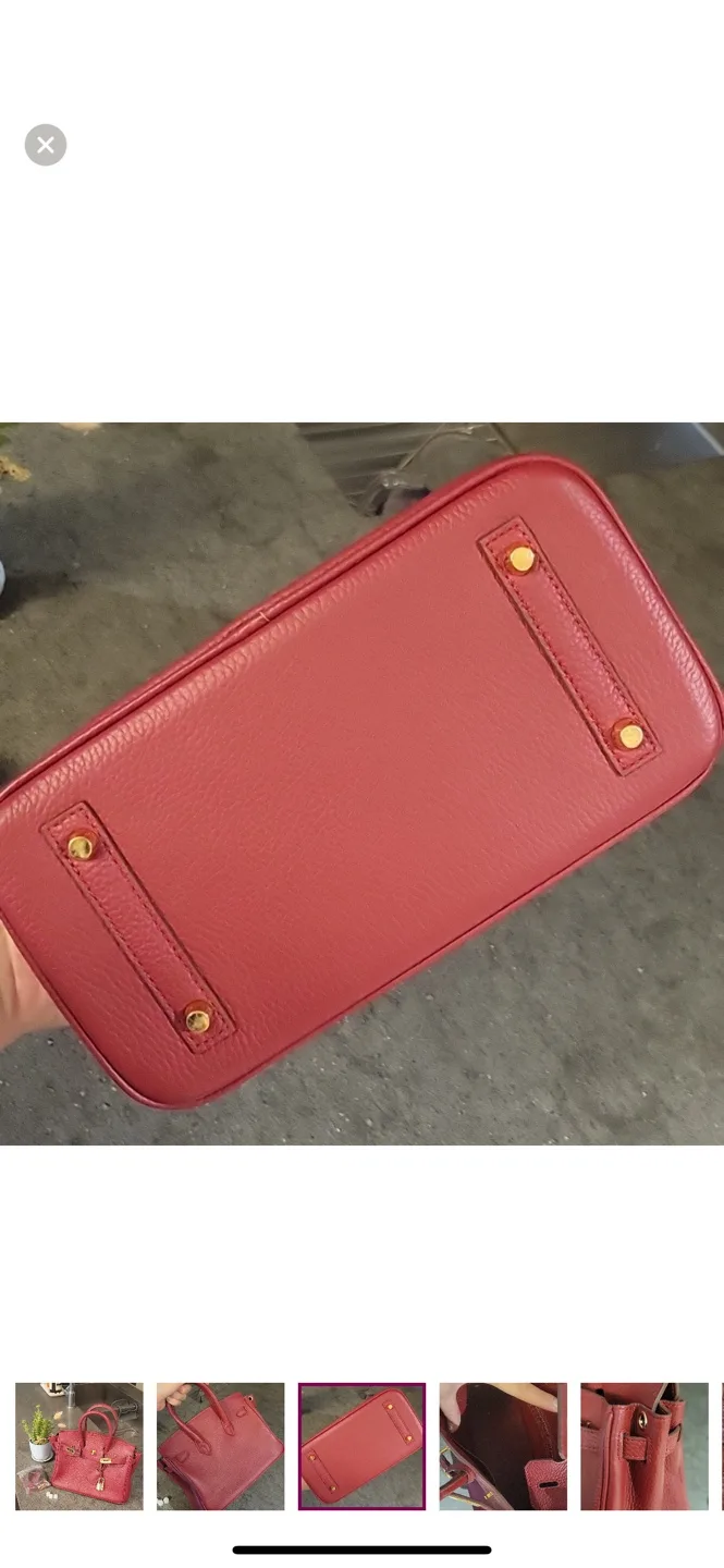 Red Leather Birkin-Style Handbag image indicator(3)