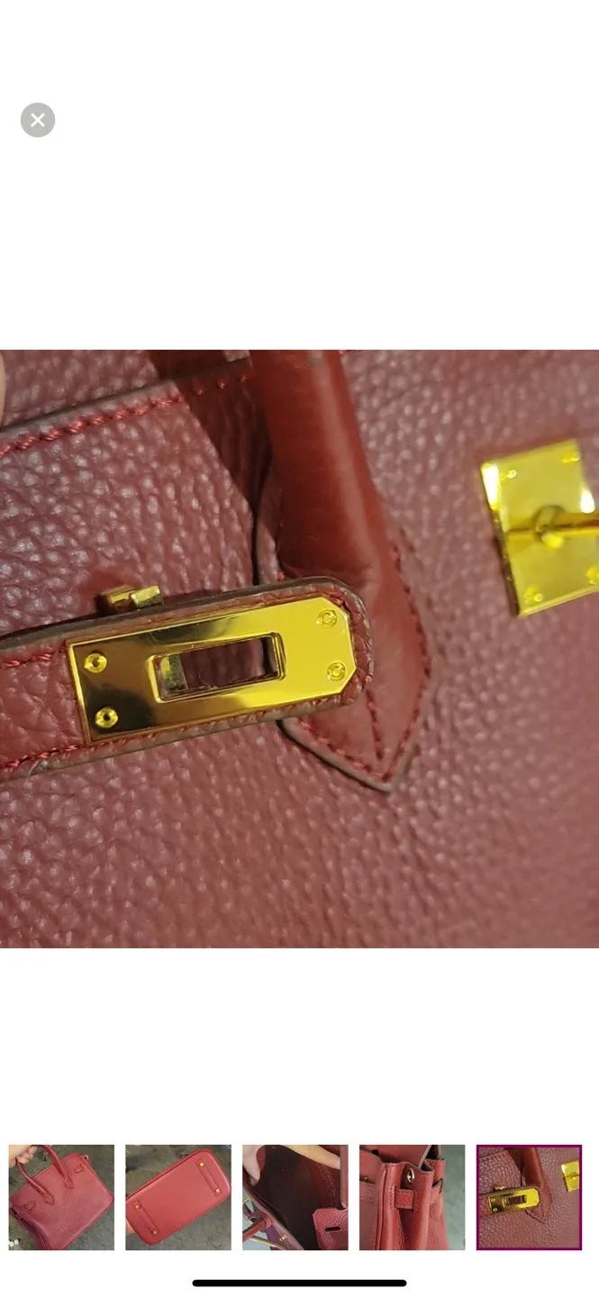 Red Leather Birkin-Style Handbag image indicator(6)