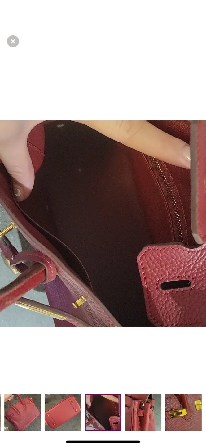 Red Leather Birkin-Style Handbag image indicator(4)