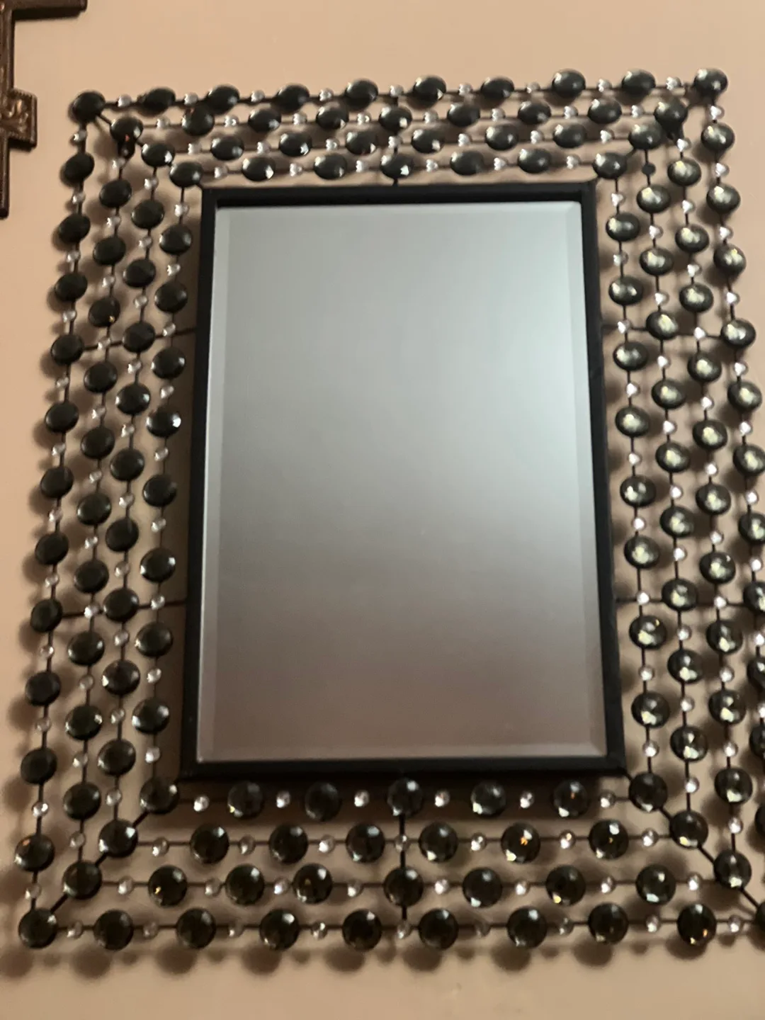 Elegant Black and Clear Crystal Beaded Mirror image indicator(4)