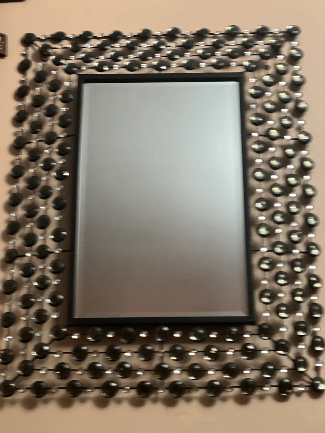 Elegant Black and Clear Crystal Beaded Mirror image indicator(3)