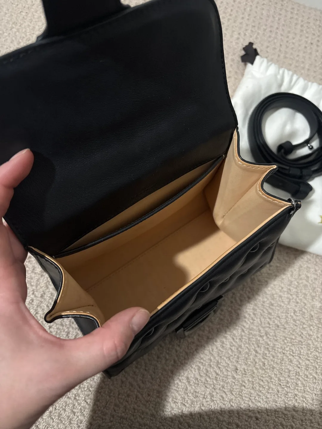 Delvaux Mini Brillant Studded Black Leather Handbag image indicator(3)