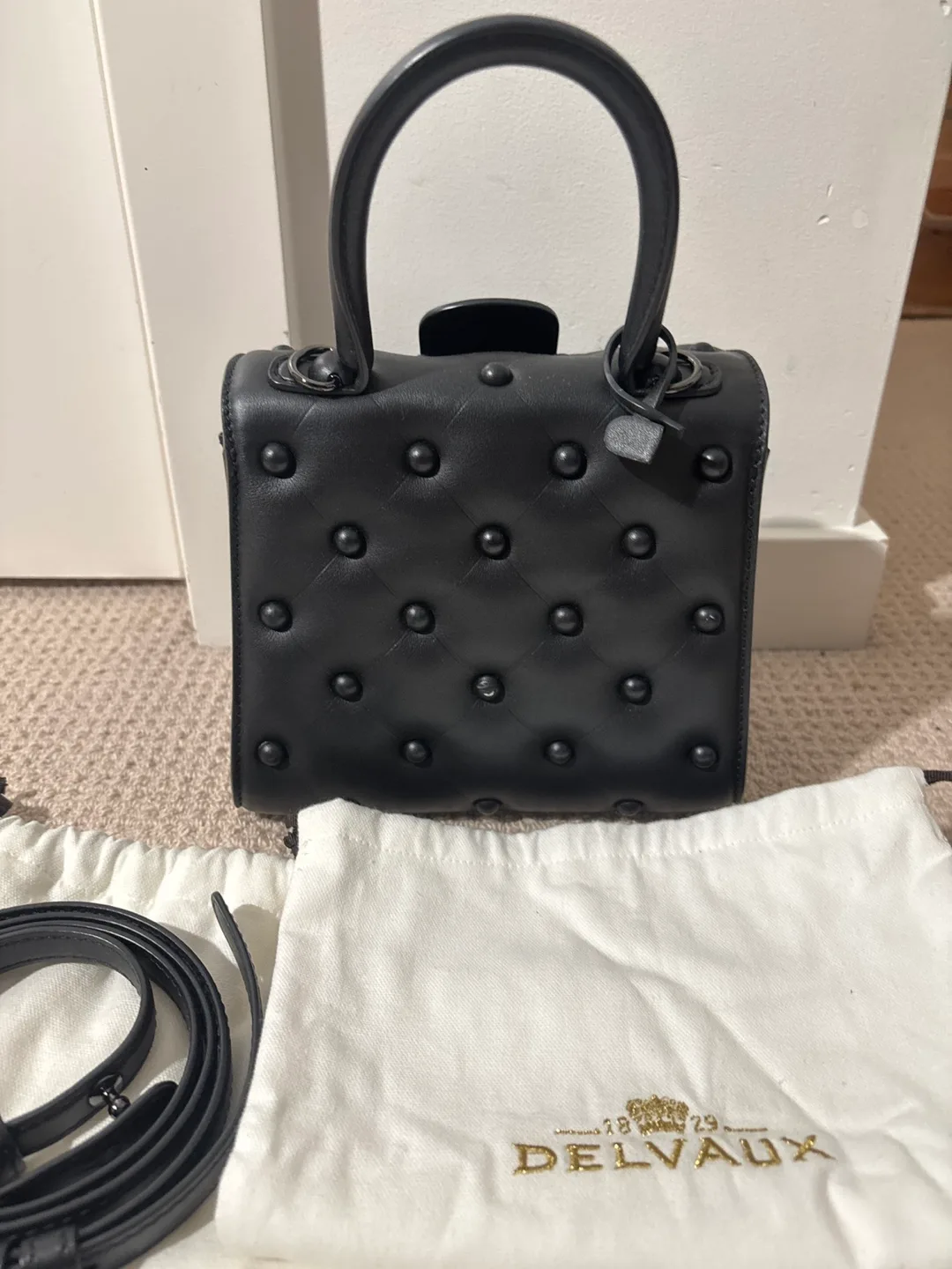 Delvaux Mini Brillant Studded Black Leather Handbag image indicator(8)