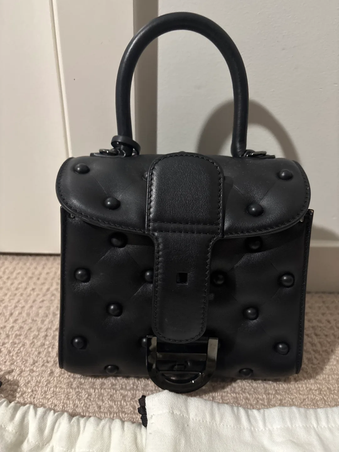 Delvaux Mini Brillant Studded Black Leather Handbag image indicator(5)