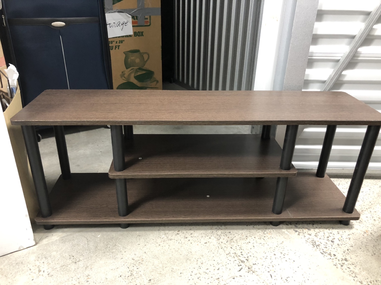 Dark Brown TV Stand with Two Shelves