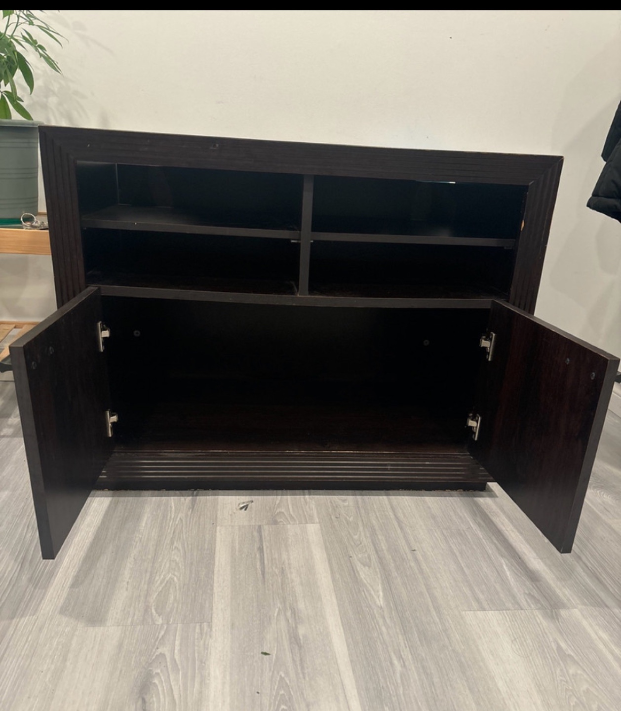 Dark brown wooden media console(Table)