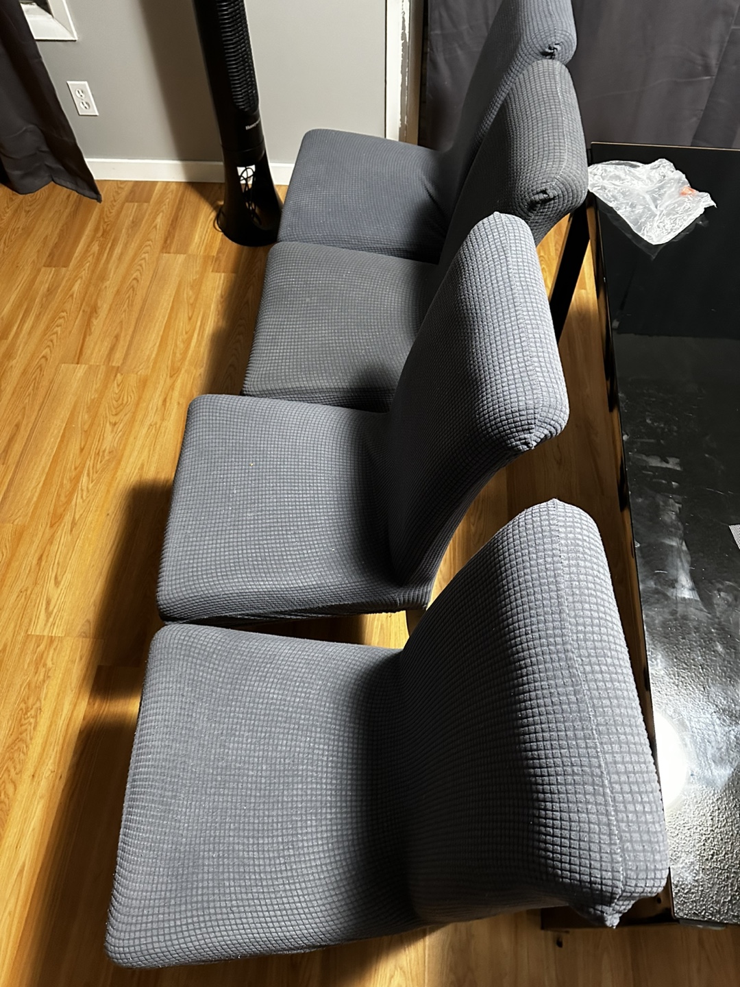 Four Grey Dining Chairs with Chair Covers - photo 4
