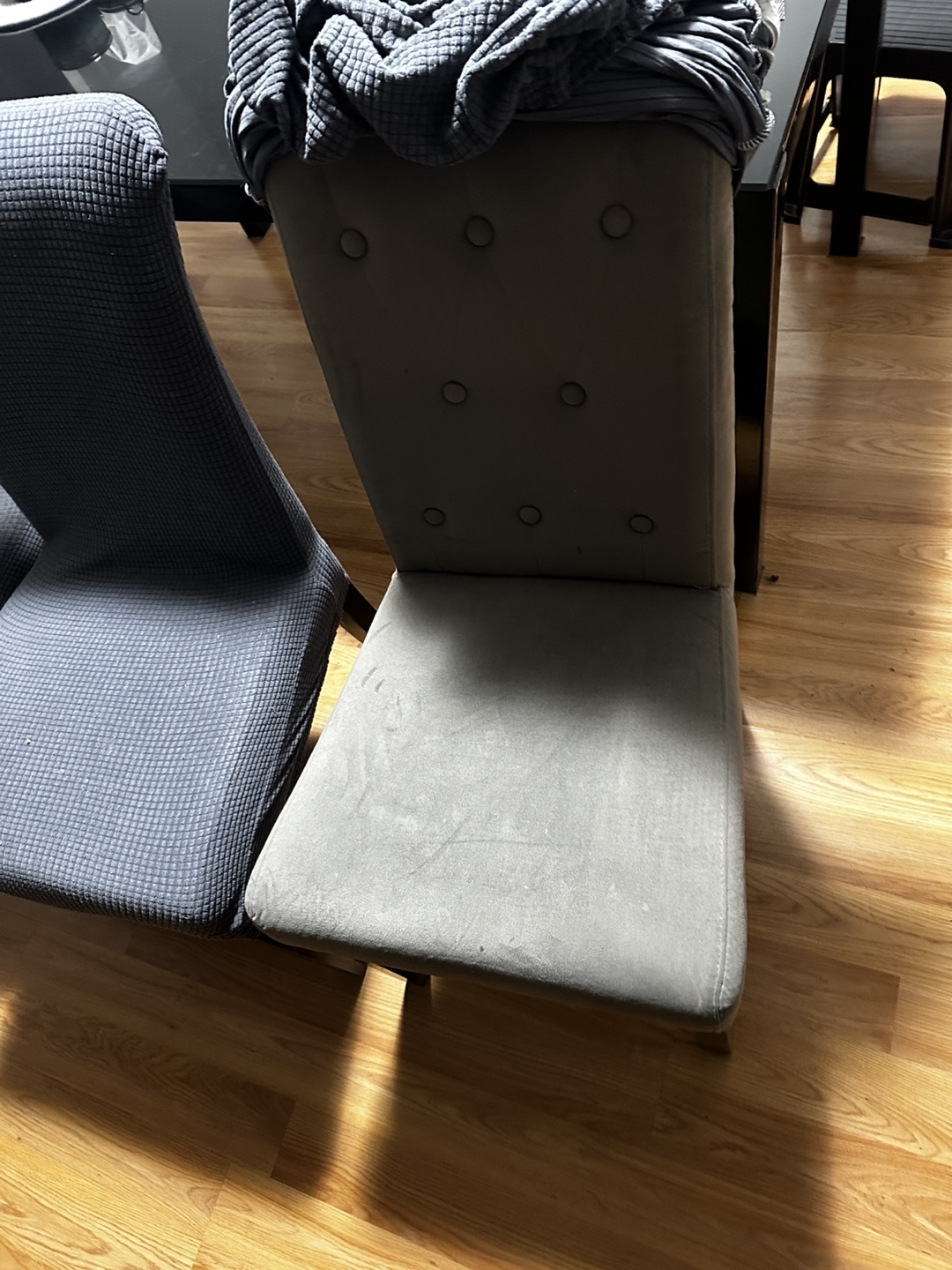 Four Grey Dining Chairs with Chair Covers - photo 2