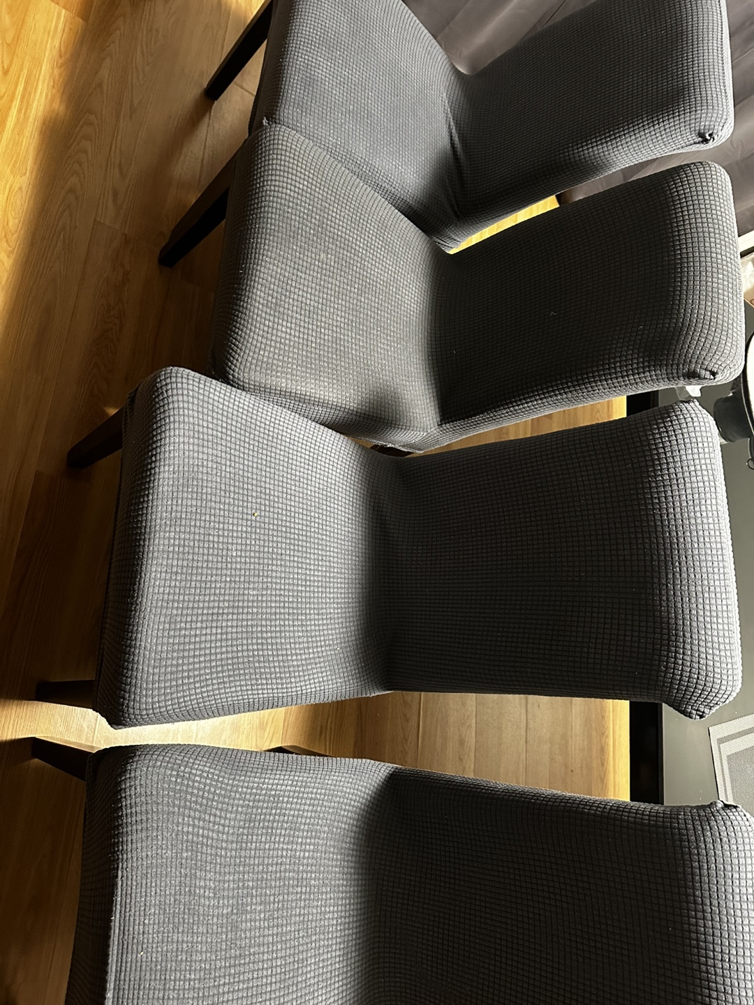 Four Grey Dining Chairs with Chair Covers - photo 3
