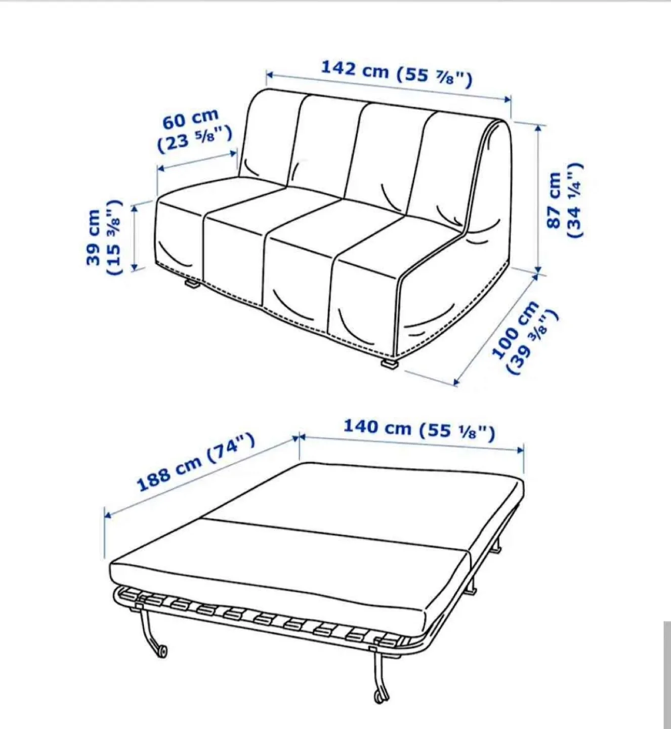 IKEA LYCKSELE Sofa-Bed Frame, Black image indicator(2)