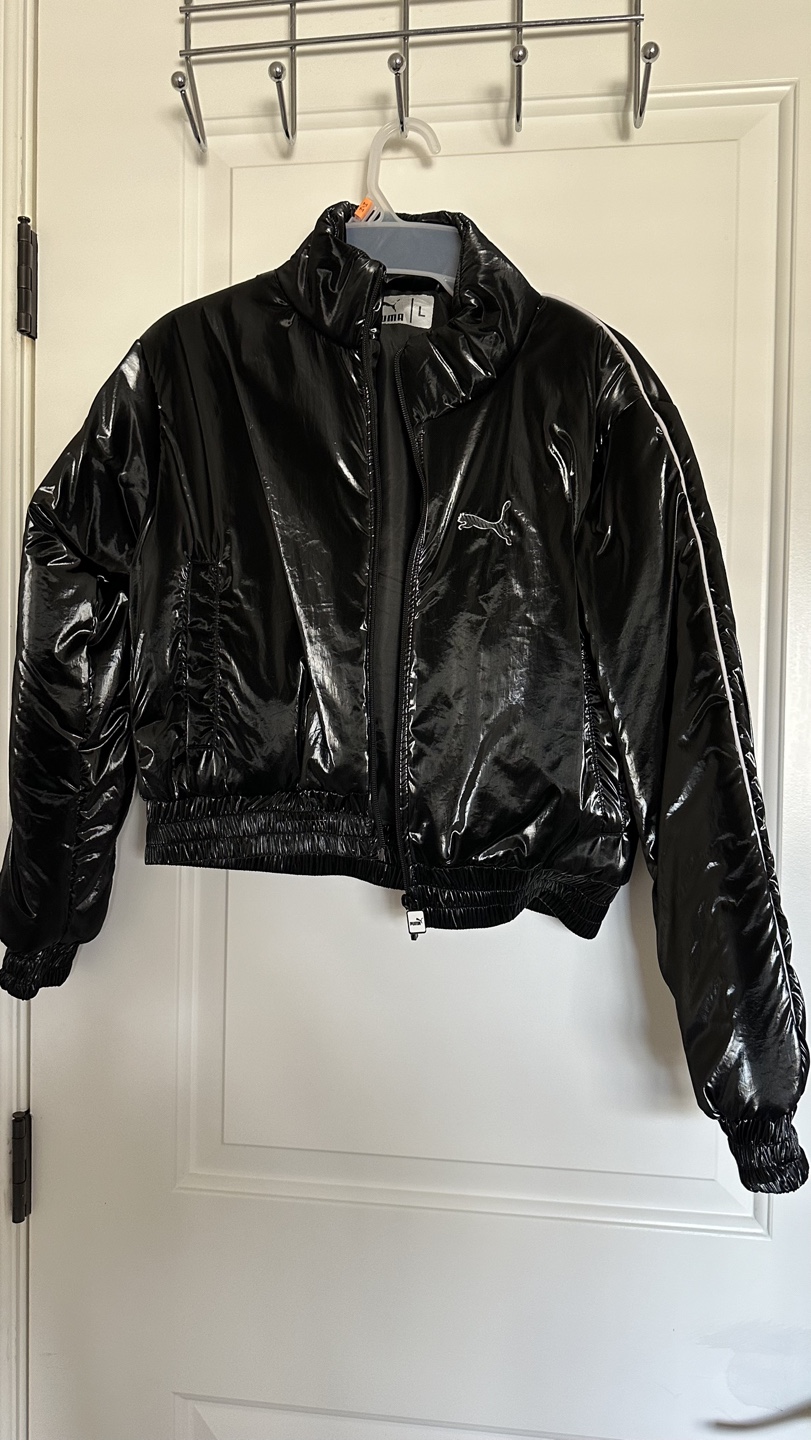 Puma Black Shiny Puffer Jacket Size Large for women