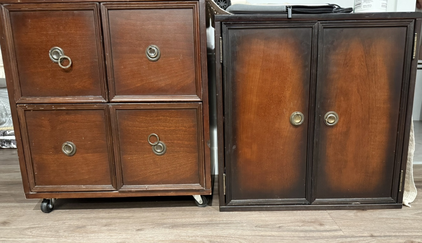 Pair of Wooden Cabinets - Four Drawers & Two Doors - photo 2