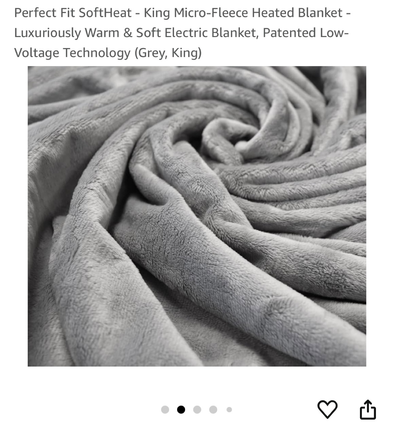 King Size Heated Micro-Fleece Blanket - Grey - photo 3