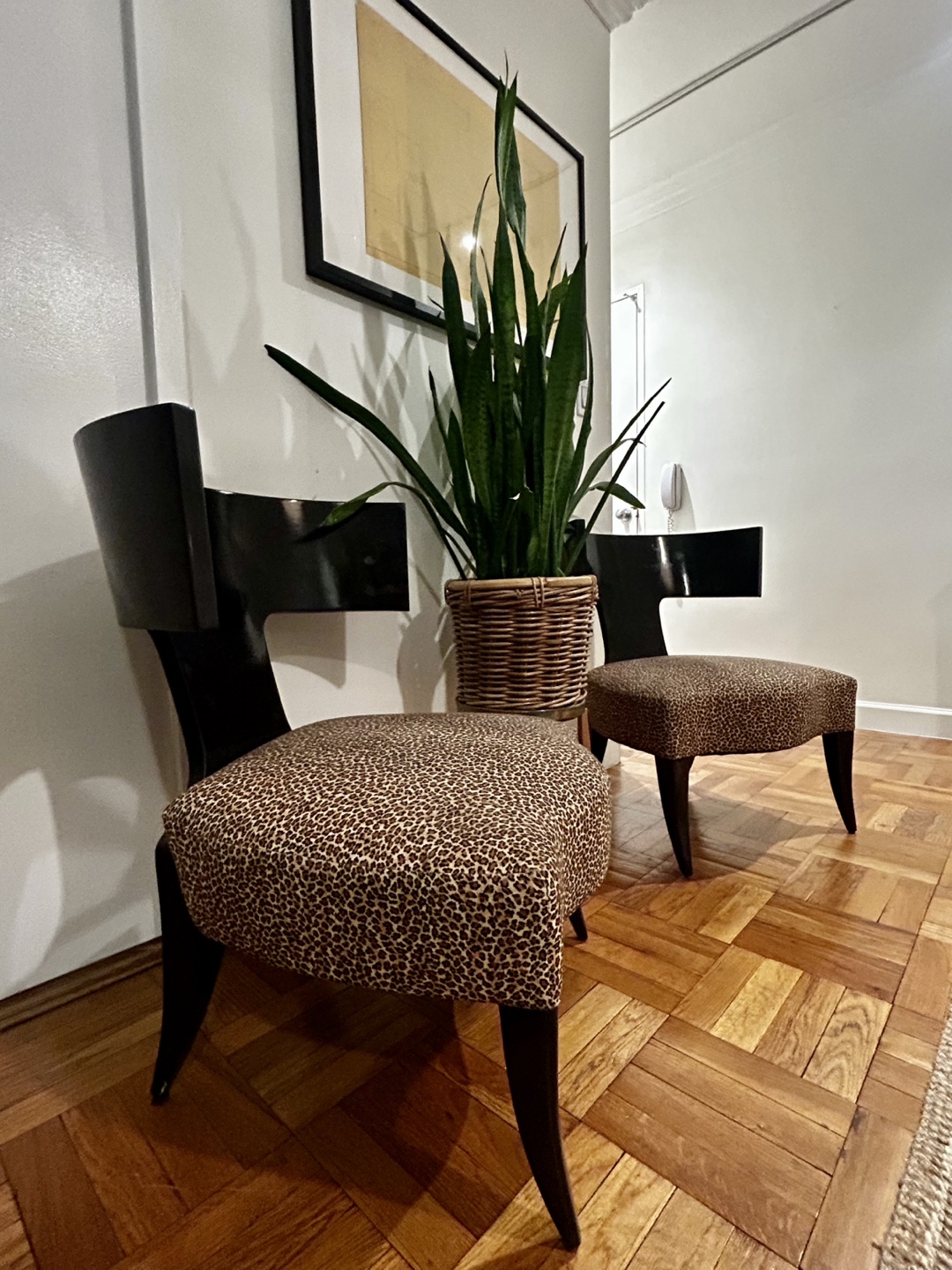 Pair of Donghia Klismos Chairs, Leopard Print Upholstery - photo 2