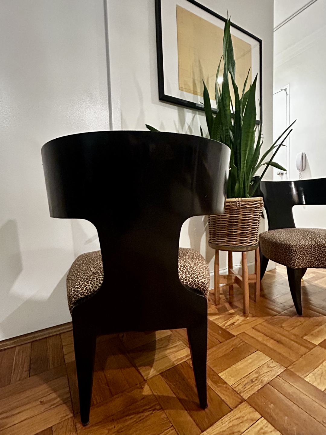 Pair of Donghia Klismos Chairs, Leopard Print Upholstery - photo 3