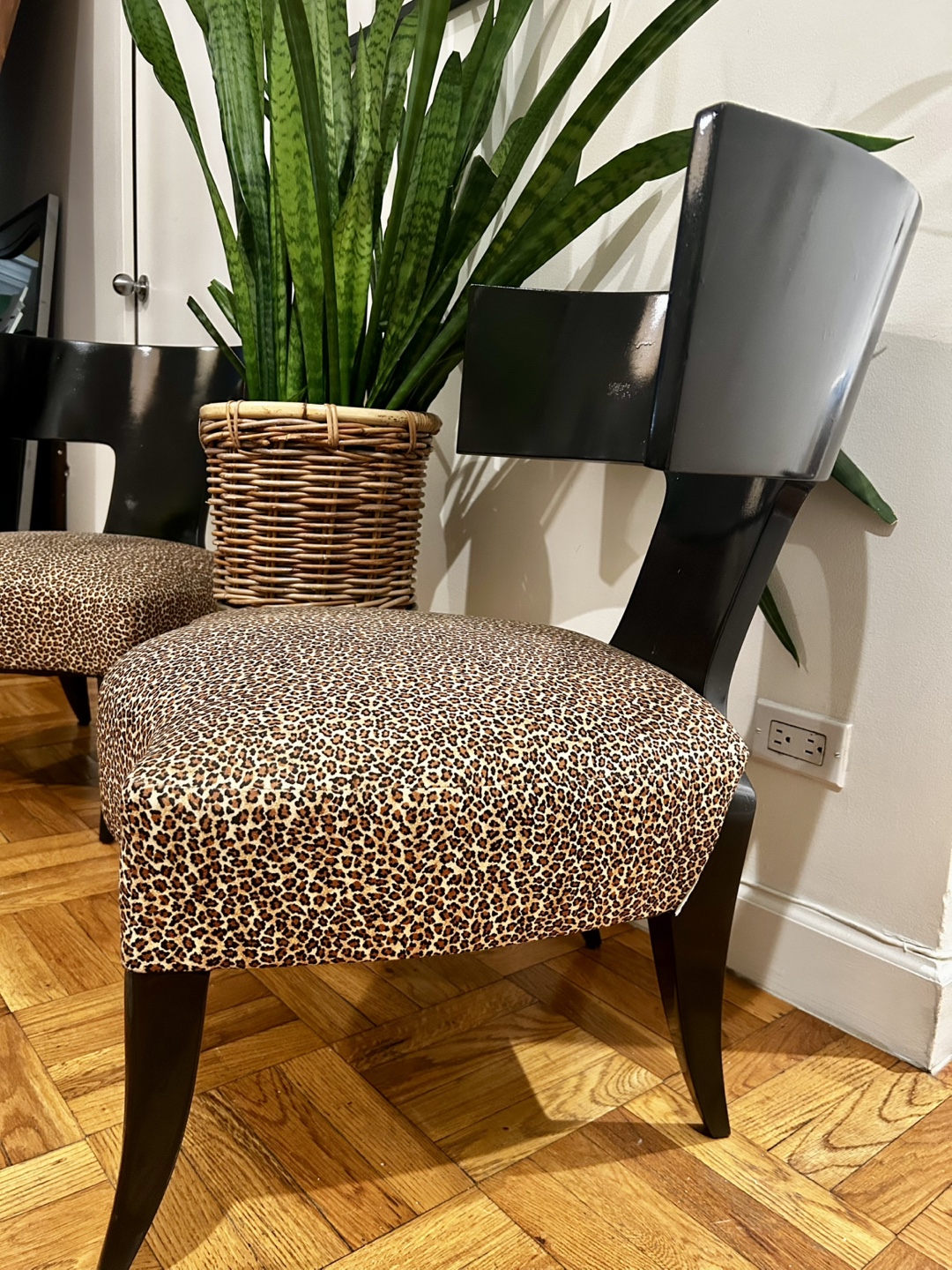 Pair of Donghia Klismos Chairs, Leopard Print Upholstery - photo 4