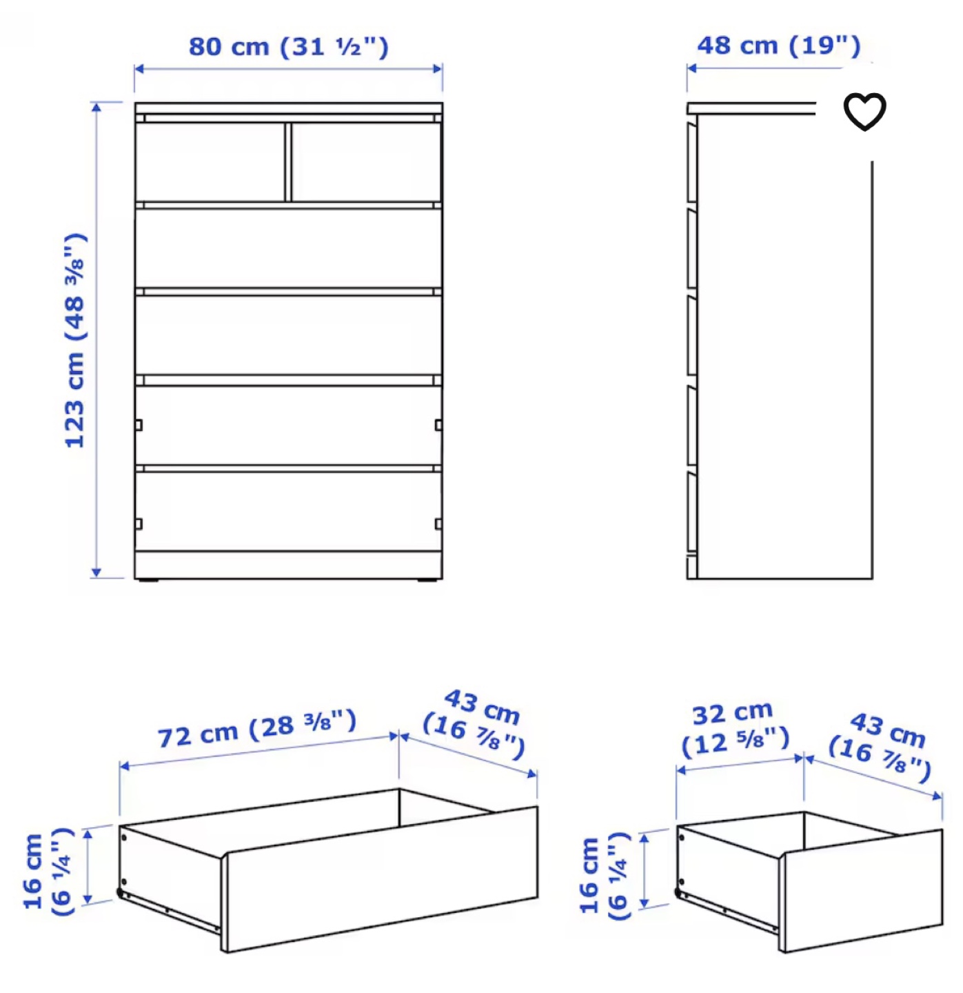 IKEA MALM 6-Drawer Chest - Light Oak - photo 5