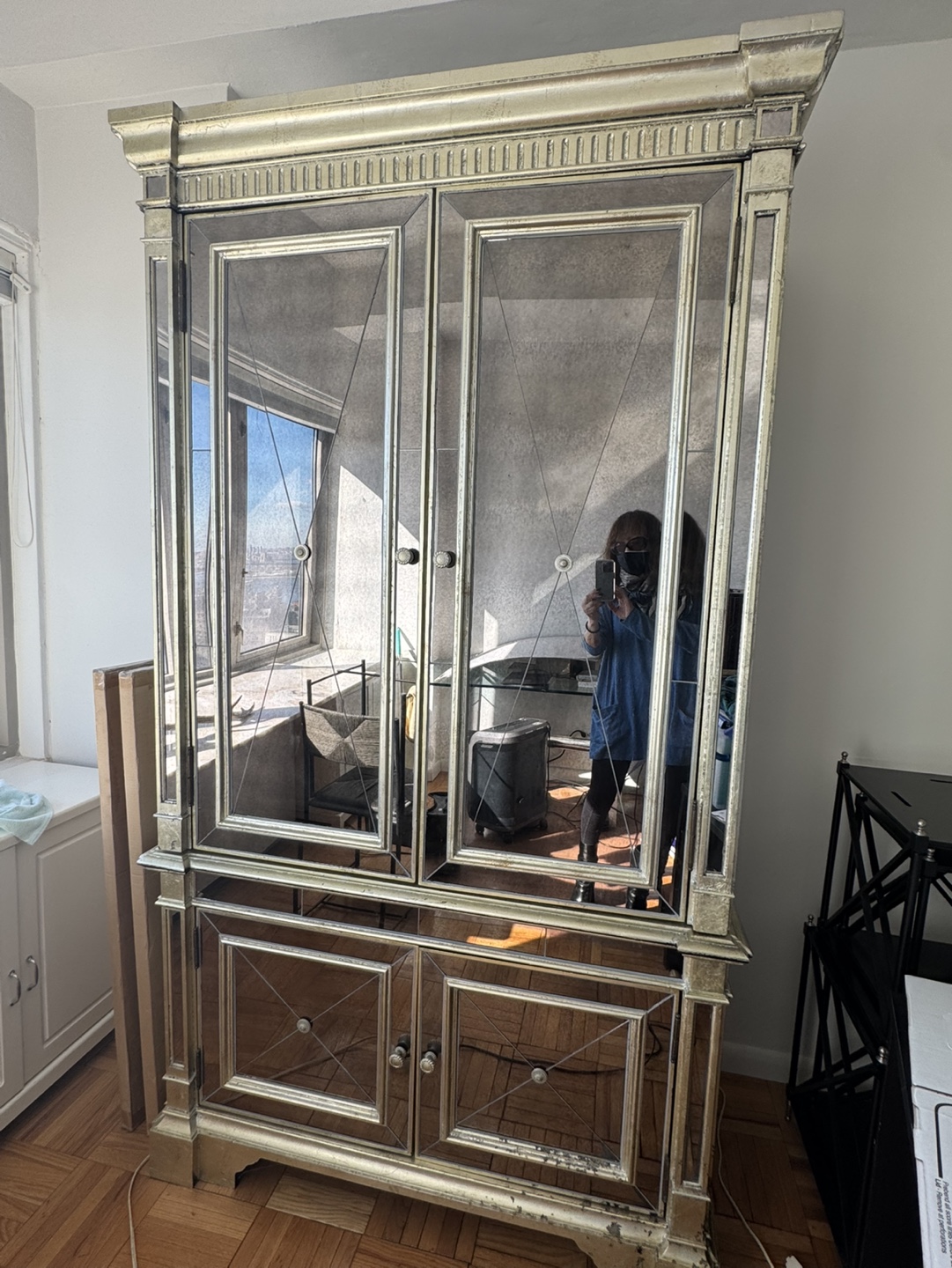 Mirrored Armoire with Storage