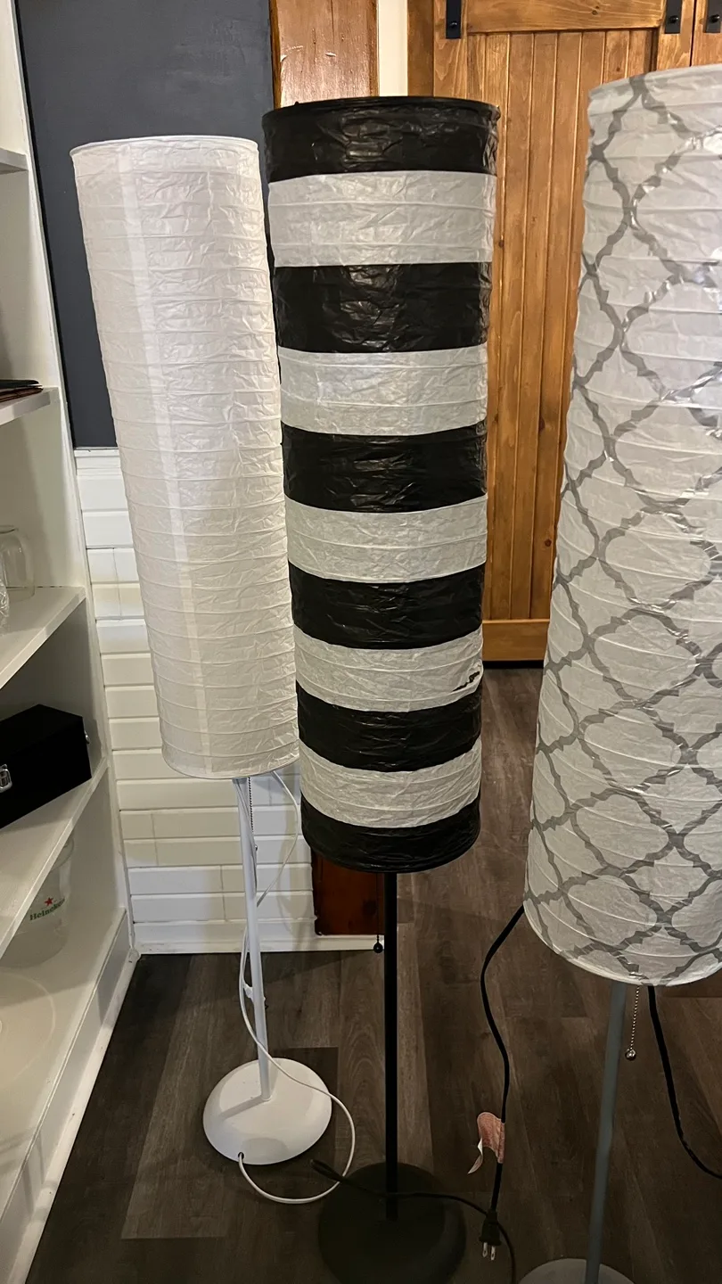 Three Floor Lamps - White, Black & White, Grey image indicator(2)