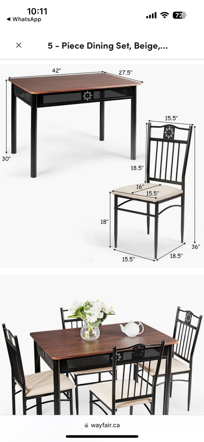5-Piece Dining Set - Table and Four Chairs - photo 3