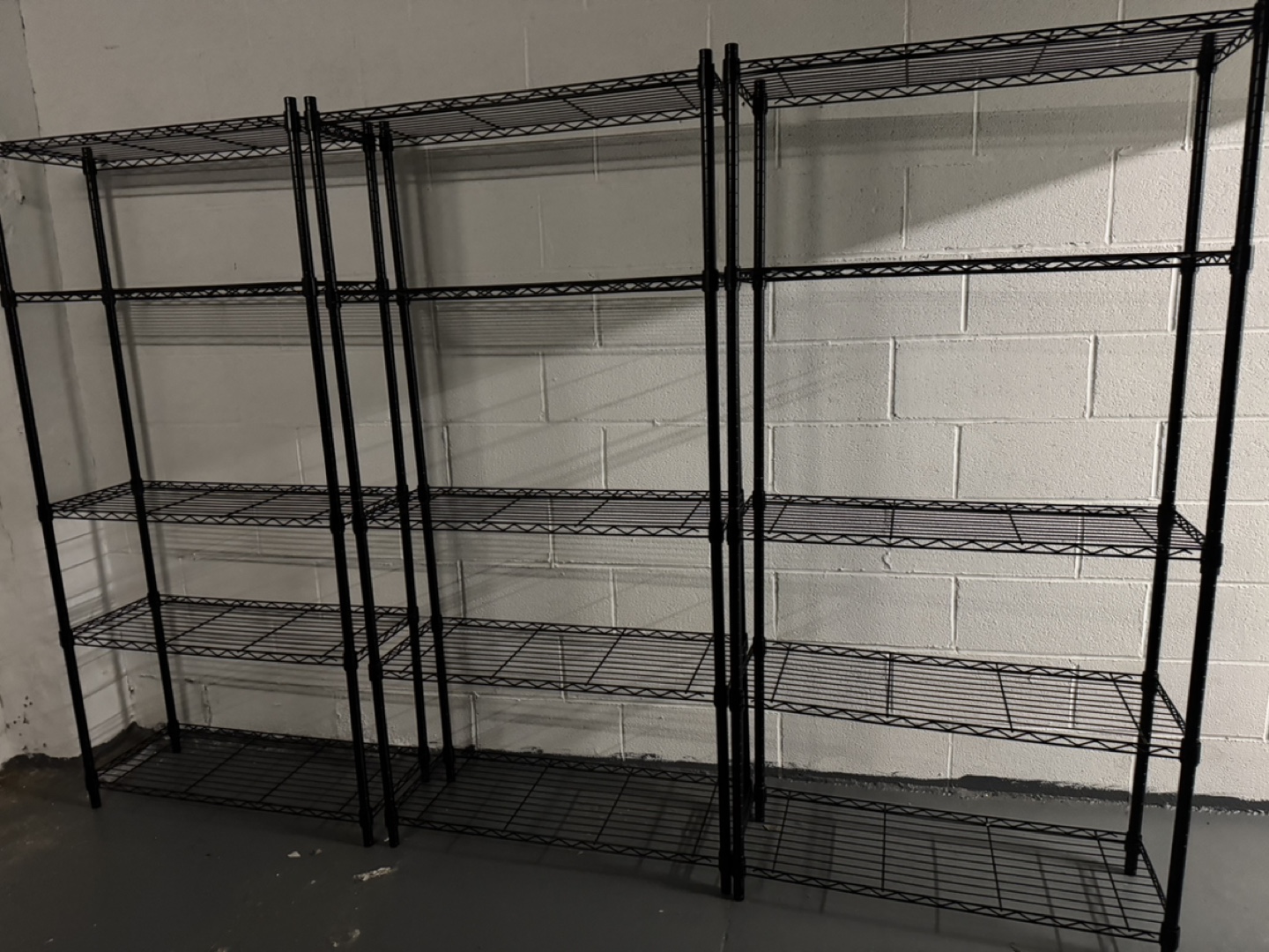 Black Metal Shelving Units - Set of Three
