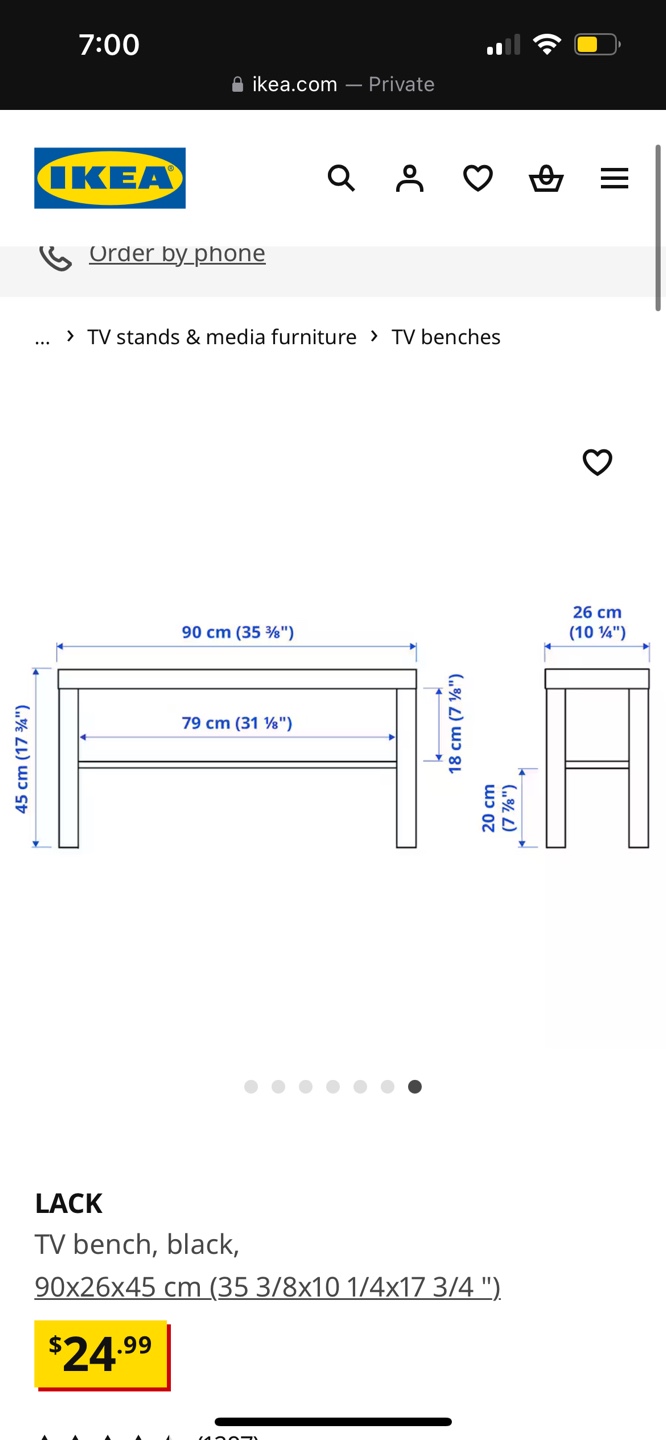 Black Ikea TV Bench - photo 2