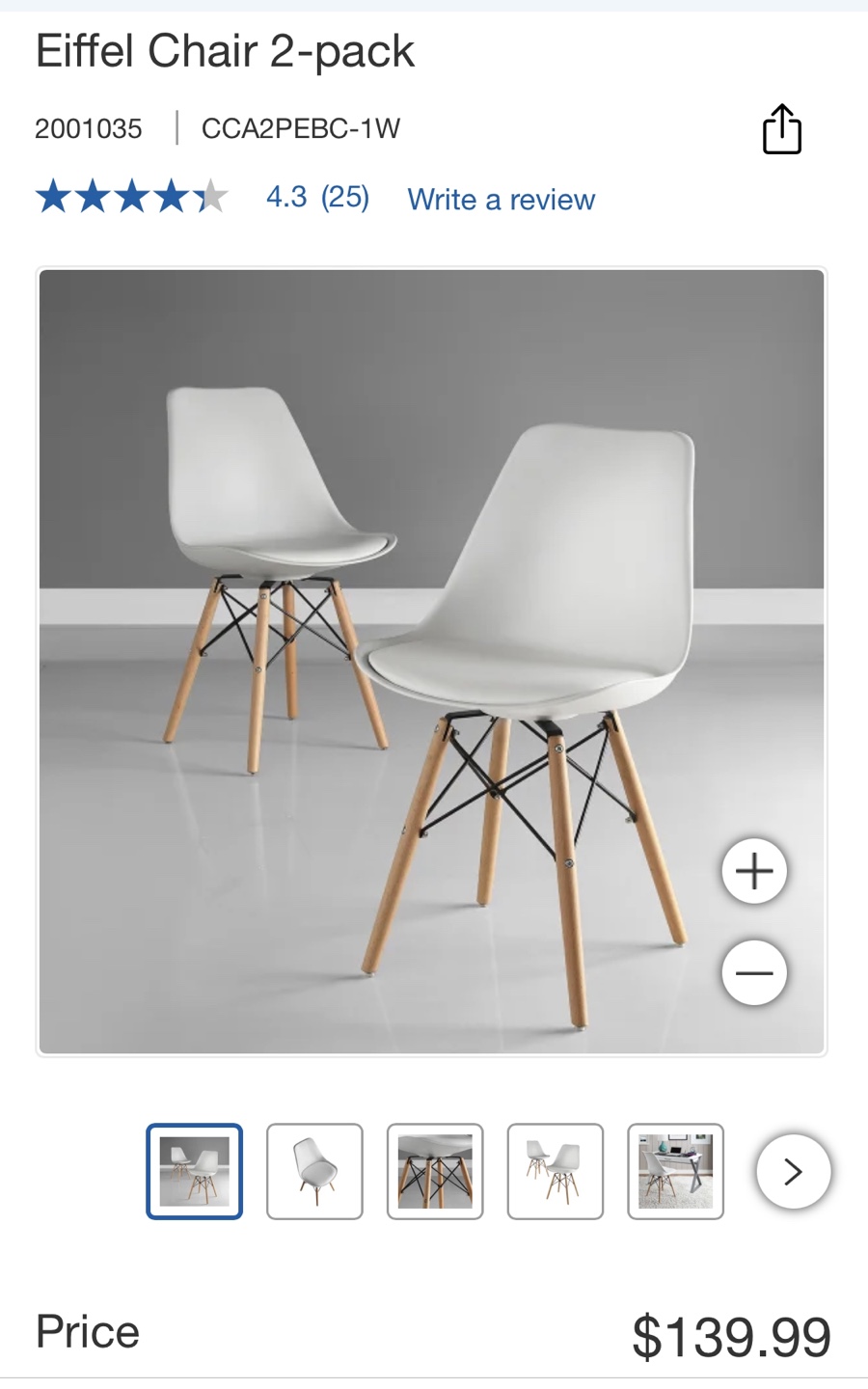 Four White Eiffel Chairs