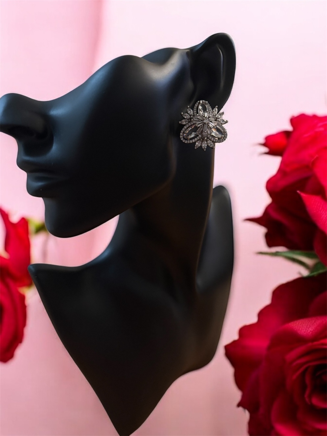 Stunning Crystal Flower statement earrings