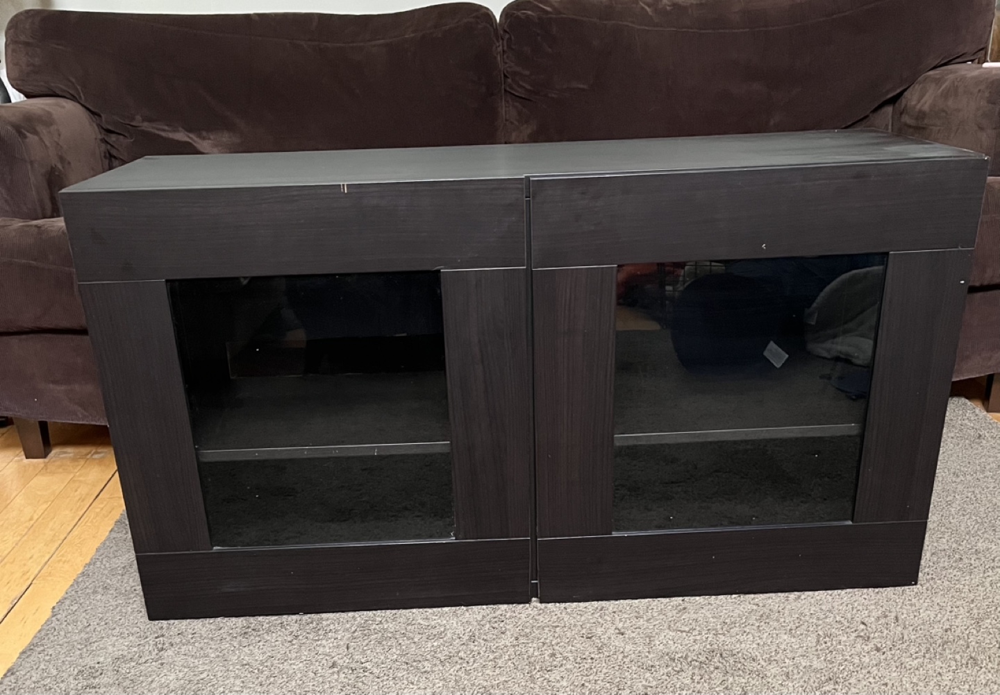 Dark brown Media Console with Glass Doors