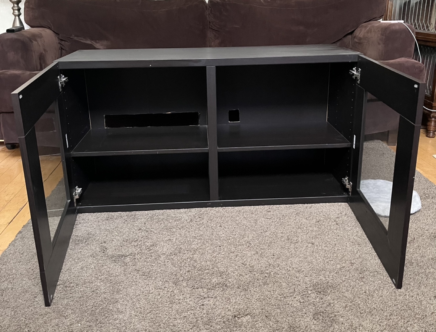 Dark brown Media Console with Glass Doors - photo 2