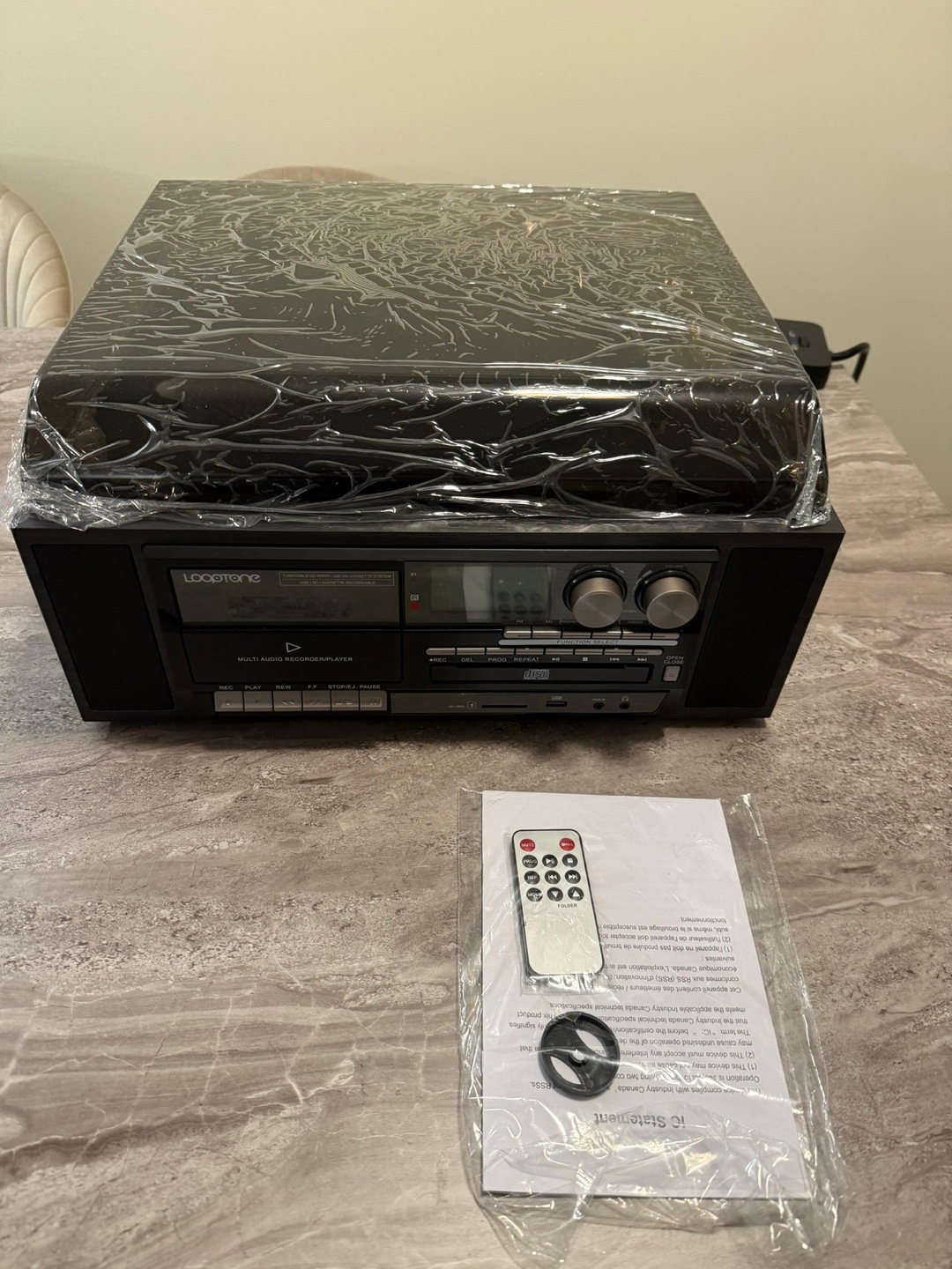Vintage-Style Record Player with CD and Cassette Player - photo 2