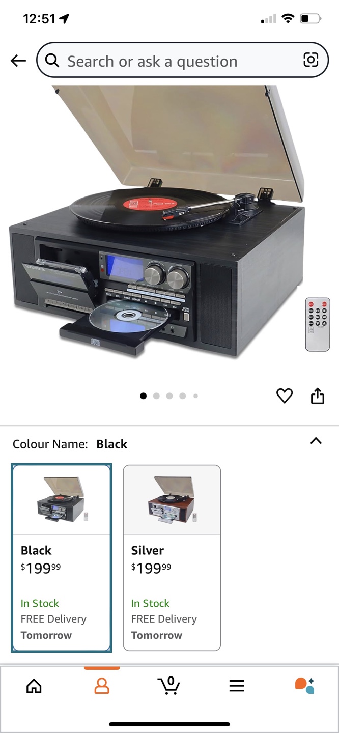 Vintage-Style Record Player with CD and Cassette Player